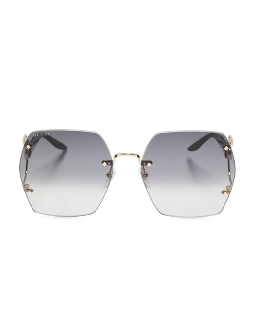Gucci Gray Double G Oversize-frame Sunglasses