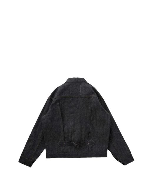 TAIGA TAKAHASHI Black Pleated Cinch-Back Denim Jacket for men