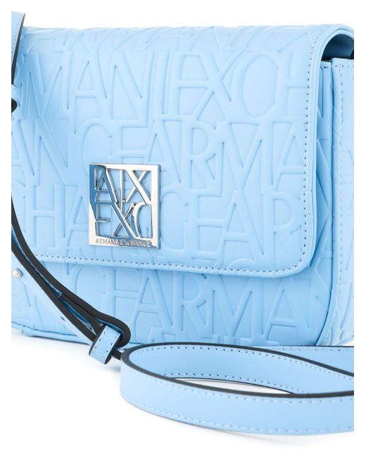 Armani Exchange Blue Logo-embossed Crossbody Bag