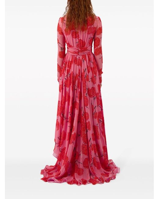 Giambattista Valli Red Floral-print Silk-georgette Gown