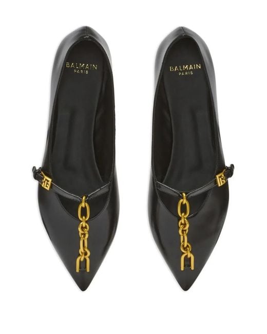 Balmain Black Sync Ballet Flats