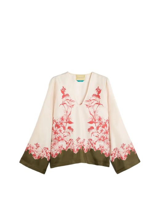 Momoní Pink Long Sleeve Floral Print Blouse
