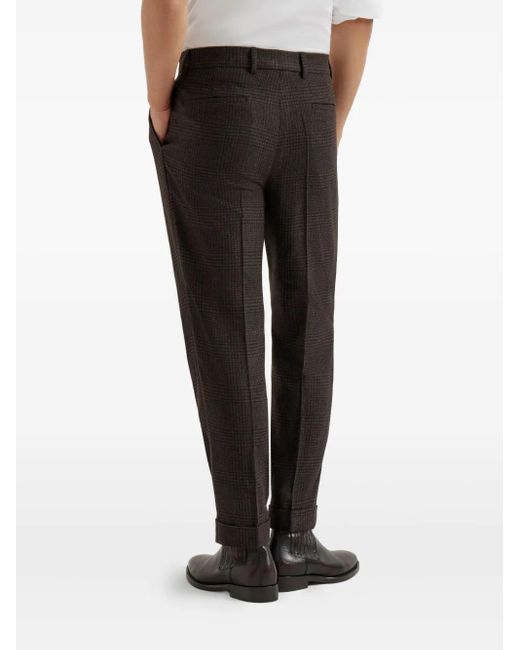 Brunello Cucinelli Black Pleated Wool-Cashmere Blend Trousers for men