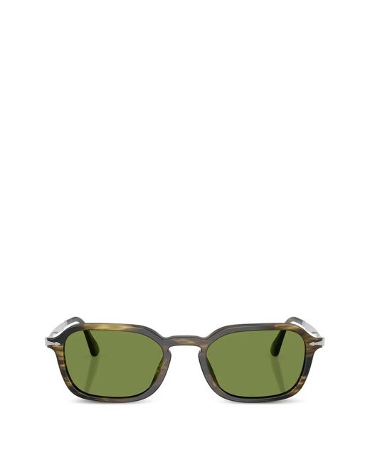 Persol Green Striped Square-Frame Sunglasses
