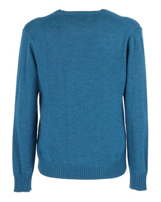 Ballantyne Blue Ribbed Crew-Neck Sweater for men