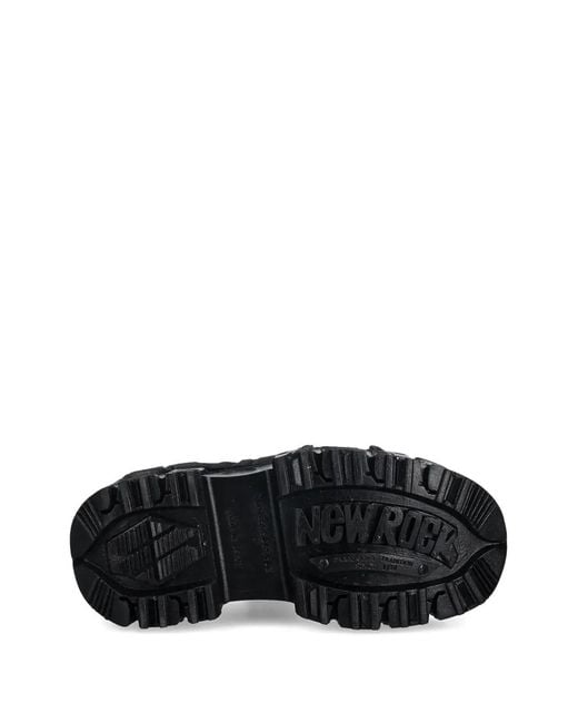 New Rock Black Platform Lace-Up Sneakers