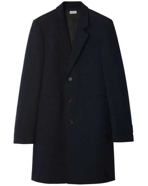 Burberry Blue Straight Cut Coat for men