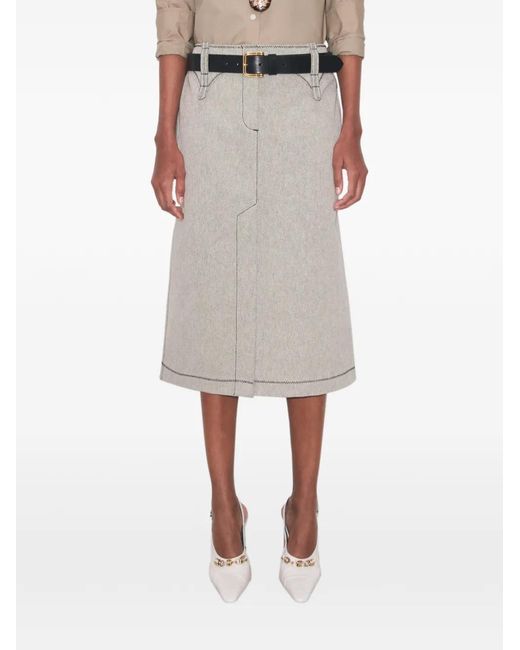 Tory Burch White Cotton Canvas Skirt