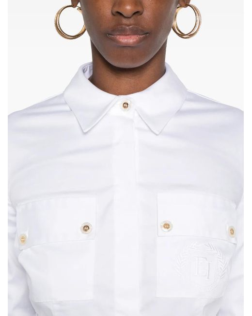 Elisabetta Franchi White Embroidered-Logo Body