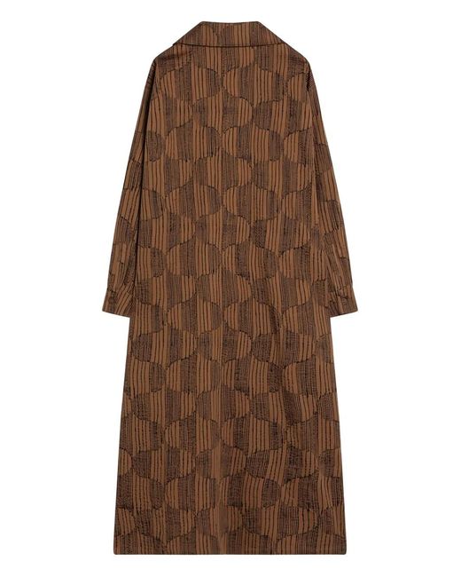 Max Mara Brown Geometric-Print Shirt Midi Day Dress