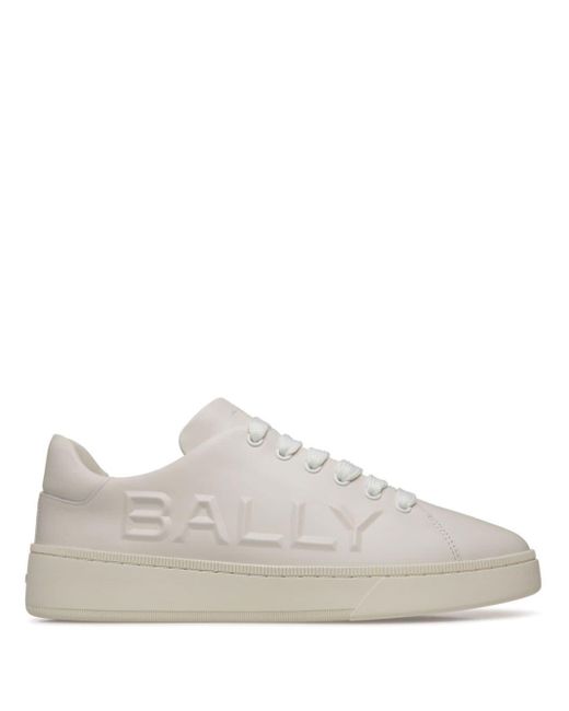 Bally White Raise Logo-embossed Leather Trainers for men