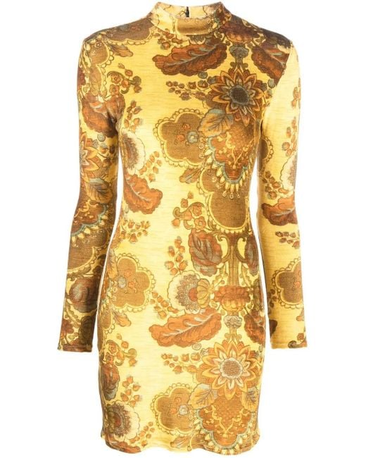 Kwaidan Editions Yellow All-Over Graphic-Print Dress