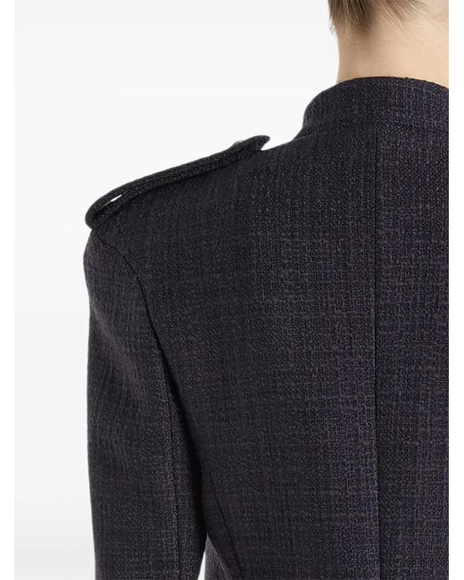 Balmain Blue Tweed 6-Button Jacket