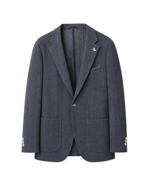 Tombolini Blue Pinstripe-Pattern Notched-Lapel Jacket for men