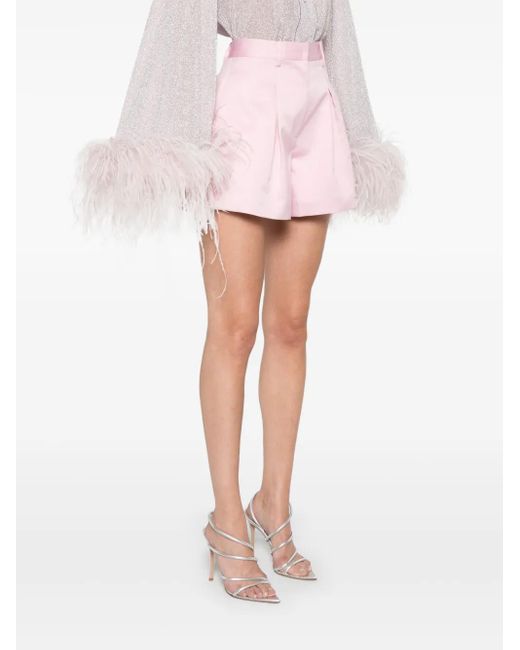 ROTATE BIRGER CHRISTENSEN Pink Satin High-Waisted Shorts