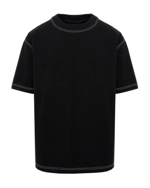 Hamza Black Khan Contrast-Stitching T-Shirt for men