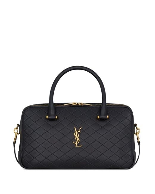 Saint Laurent Black Lyia Quilted Leather Duffle Bag