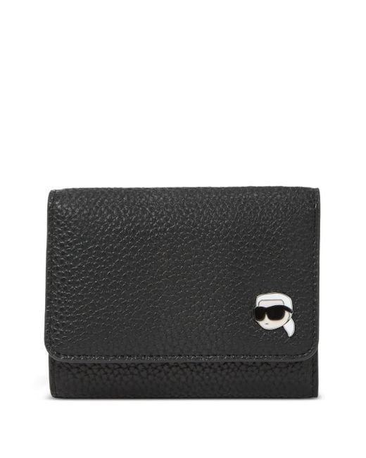 Karl Lagerfeld Black Ikon Pebble Tri-Fold Wallet