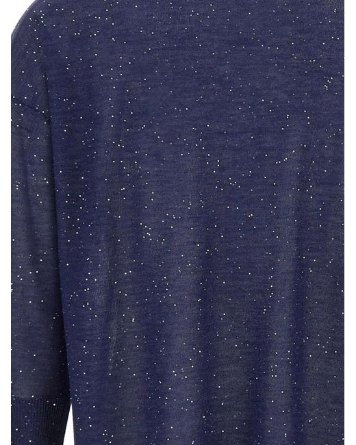 Kangra Blue Sequin-Embellishment Button-Down Cardigan