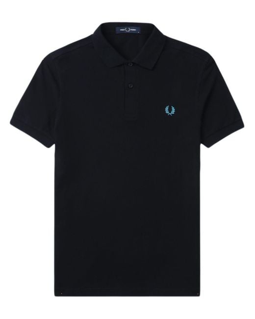 Fred Perry Black Logo-embroidered Cotton Polo Shirt for men