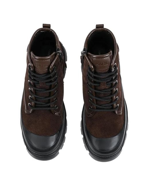 Karl Lagerfeld Black Suede Panelled Boots for men