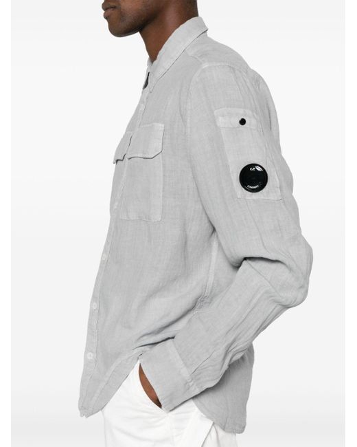 C P Company Gray Lens-detail Linen Shirt for men