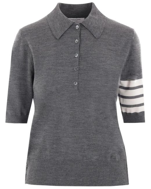 Thom Browne Gray Shirt Collar Polo