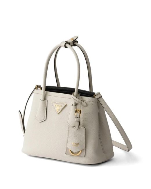 Prada White Double Saffiano Leather Mini-Bag