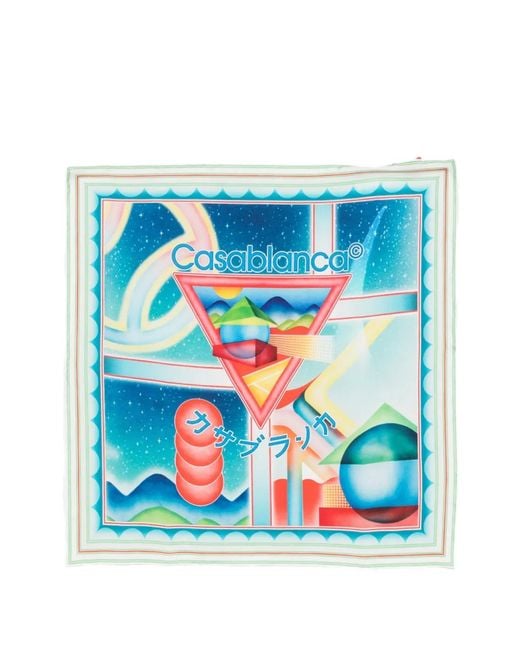 Casablanca Blue Foulard À Imprimé Géométrique