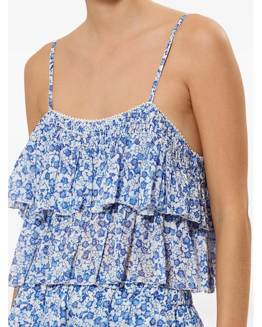 Isabel Marant Blue Erisa Ruffled Floral-Print Top