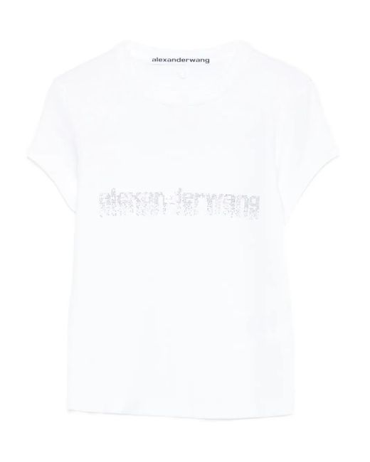 Alexander Wang White Crystal Hotfix Logo Cotton Baby T-Shirt Clothing