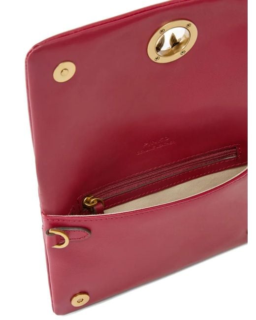 Pinko Red Small Love Click Soft Cross Body Clutch Bag