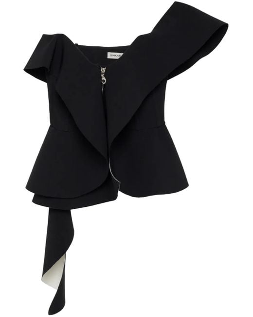 Jonathan Simkhai Black Desiree Draped Top