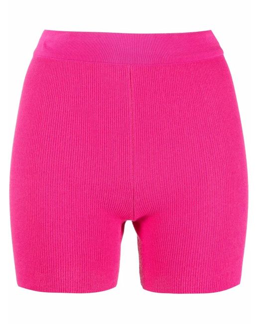Jacquemus Pink Fine-ribbed Knitted Cycling Shorts