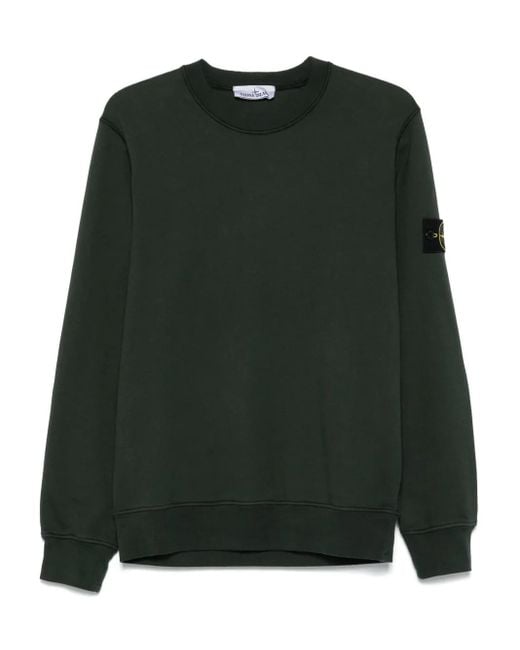 Felpa Girocollo Con Applicazione di Stone Island in Green da Uomo