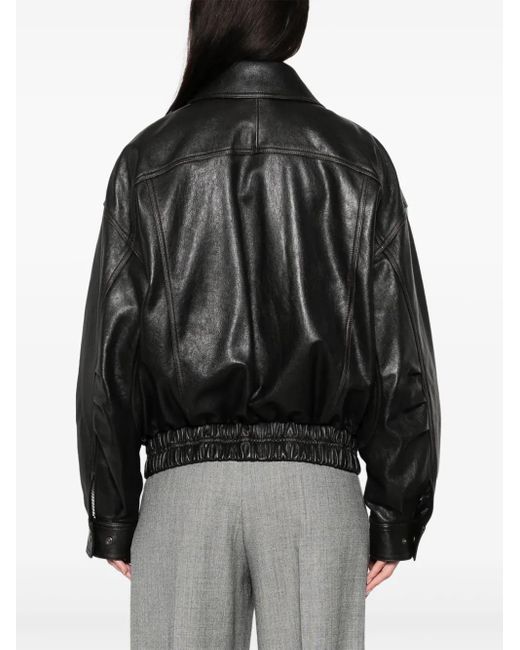 Saint Laurent Black Leather Bomber Jacket