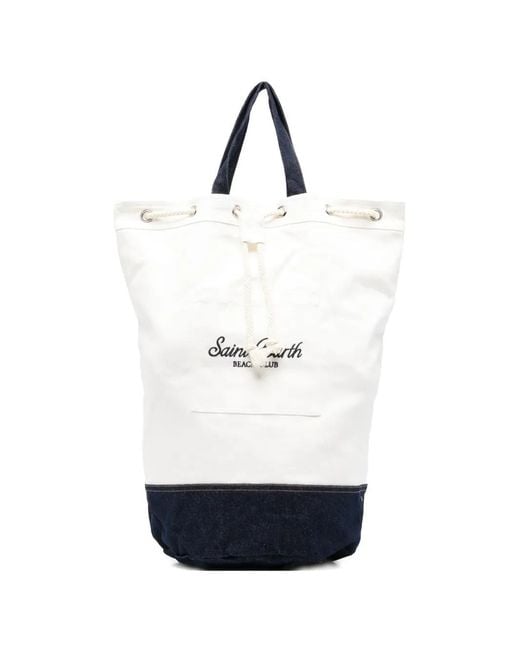 Mc2 Saint Barth White Logo-Embroidered Backpack for men