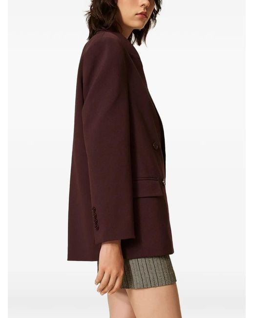 Twinset Purple Double-Breasted Blazer