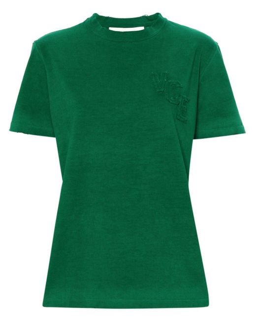 Golden Goose Deluxe Brand Green T-Shirt mit Buchstaben-Applikation