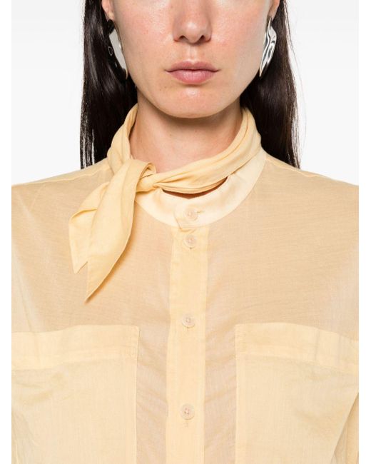 Lemaire Natural Short Sleeve Shirt With Foulard Clothing