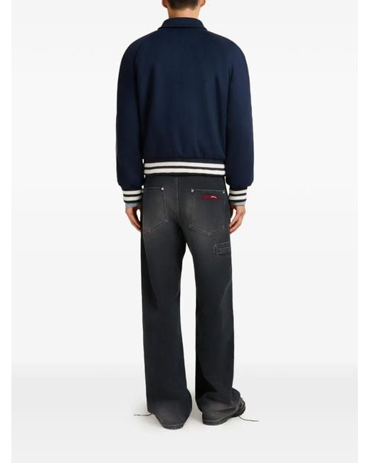 Marni Blue Embroidered Bomber Jacket for men