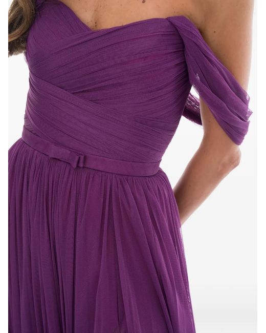 Ana Radu Purple Off-Shoulder Midi Dress