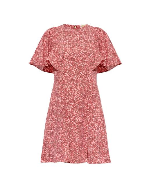 MICHAEL Michael Kors Pink Ruffled-Sleeve Speckled Mini Dress