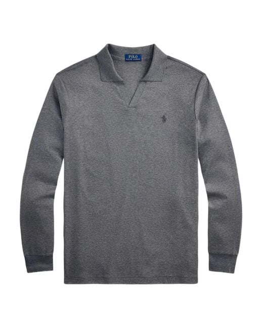 Polo Ralph Lauren Gray Cotton Long-Sleeve Polo Shirt for men