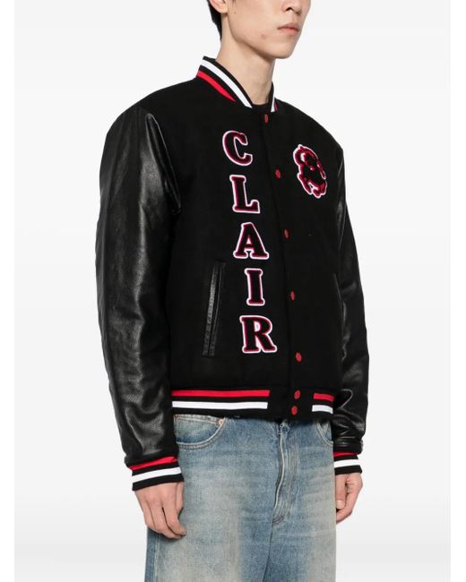 Sinclair Black Patch-Emblem Bomber Jacket for men