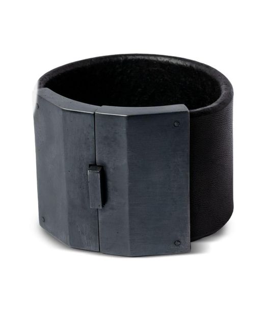 Parts Of 4 Black Box Lock Leather Bracelet
