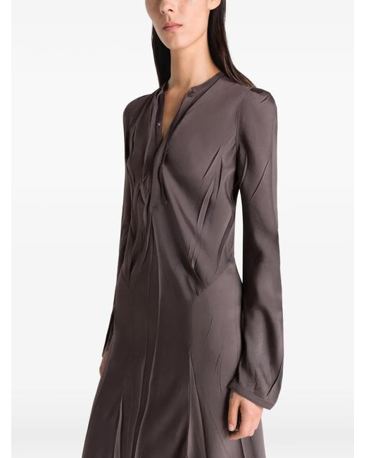 Lemaire Brown Creased Bias Dress