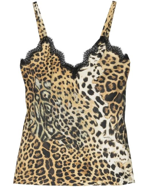 Roberto Cavalli Brown Leopard-Print Top