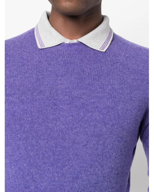 Jacob Cohen Blue Polo-Collar Cotton Sweatshirt for men