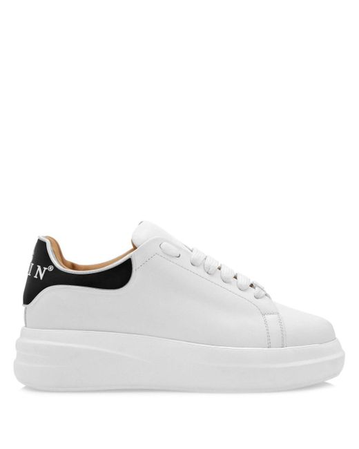 Philipp Plein White Lace-up Leather Sneakers